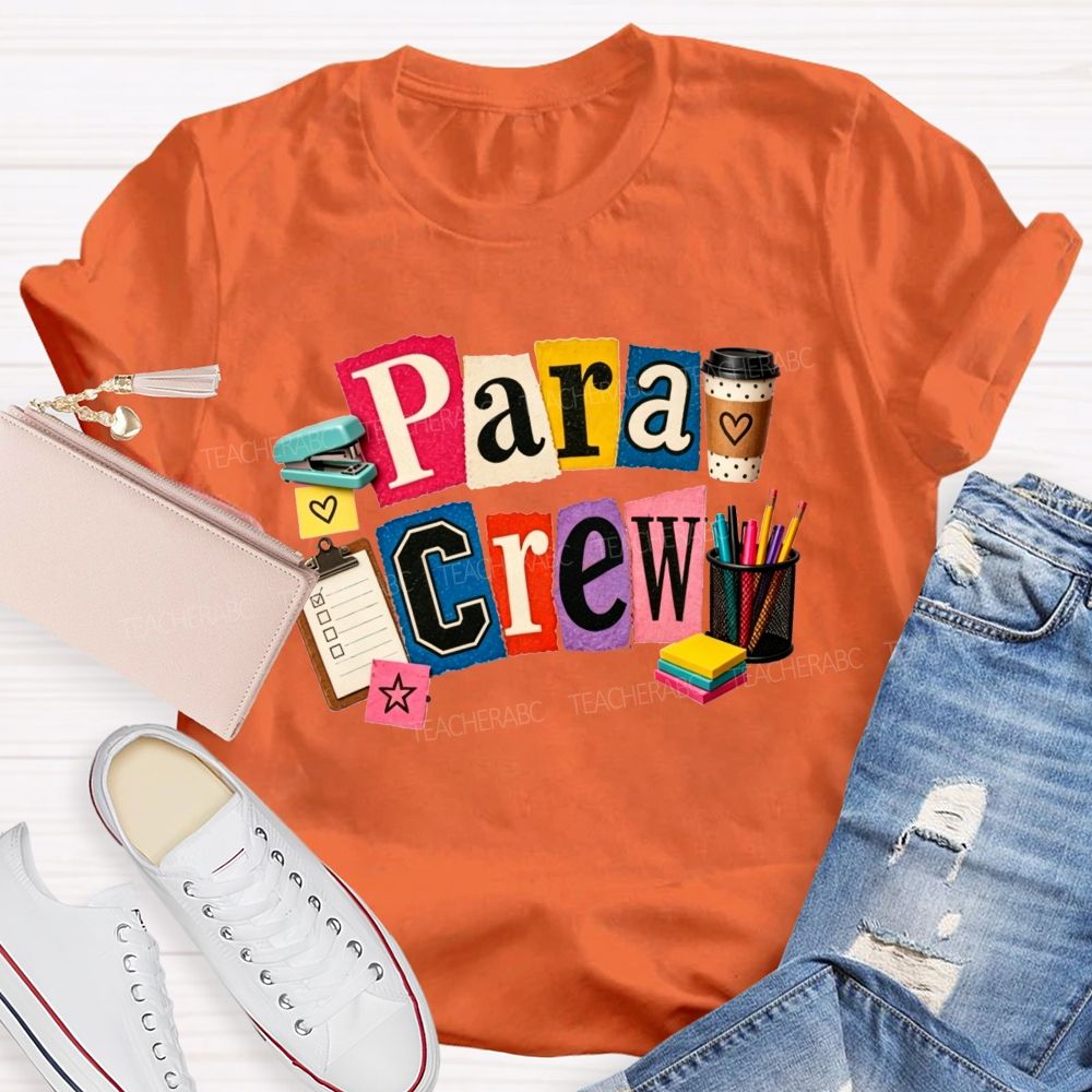 Para Crew Coffee Pen Stapler Teacher T-shirt