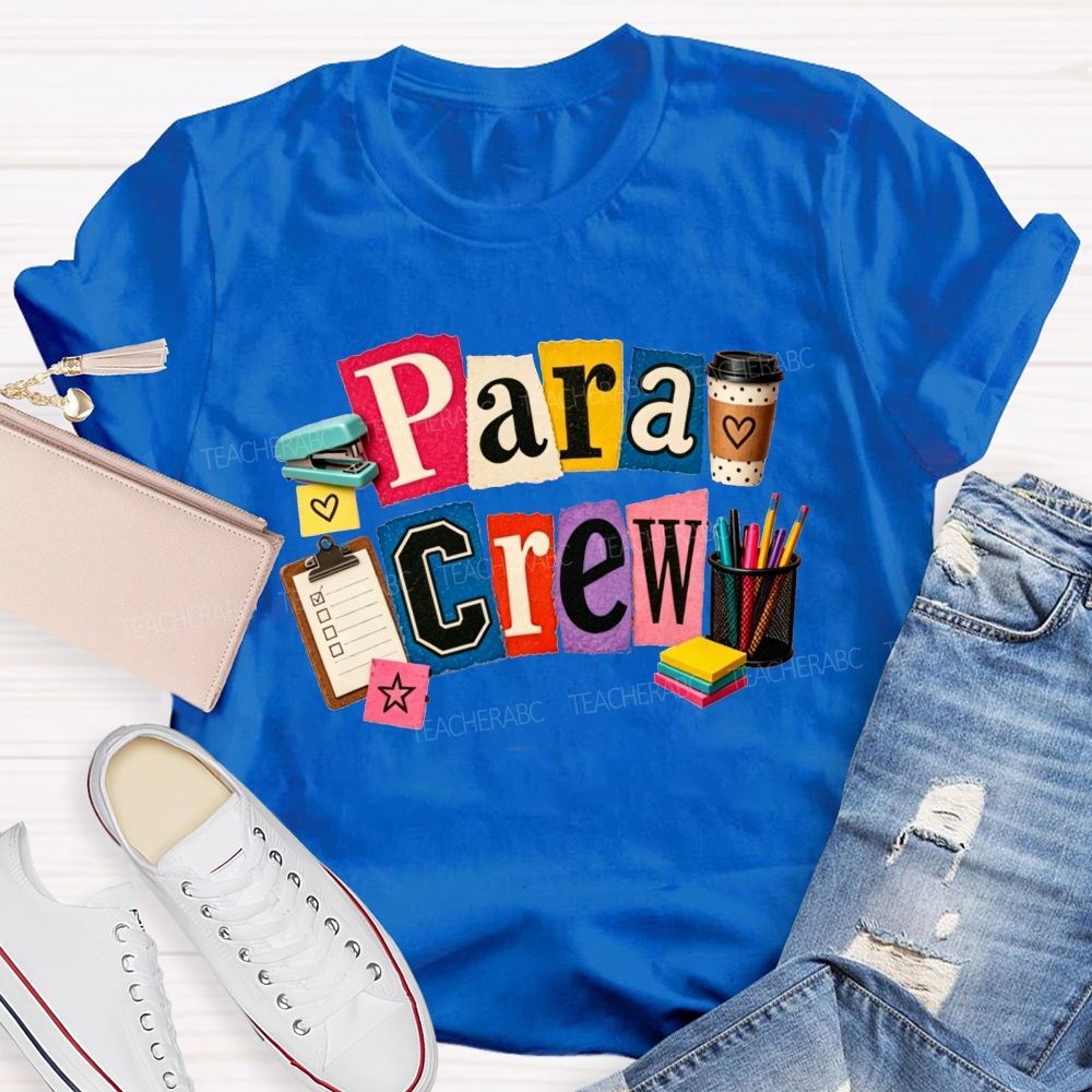 Para Crew Coffee Pen Stapler Teacher T-shirt