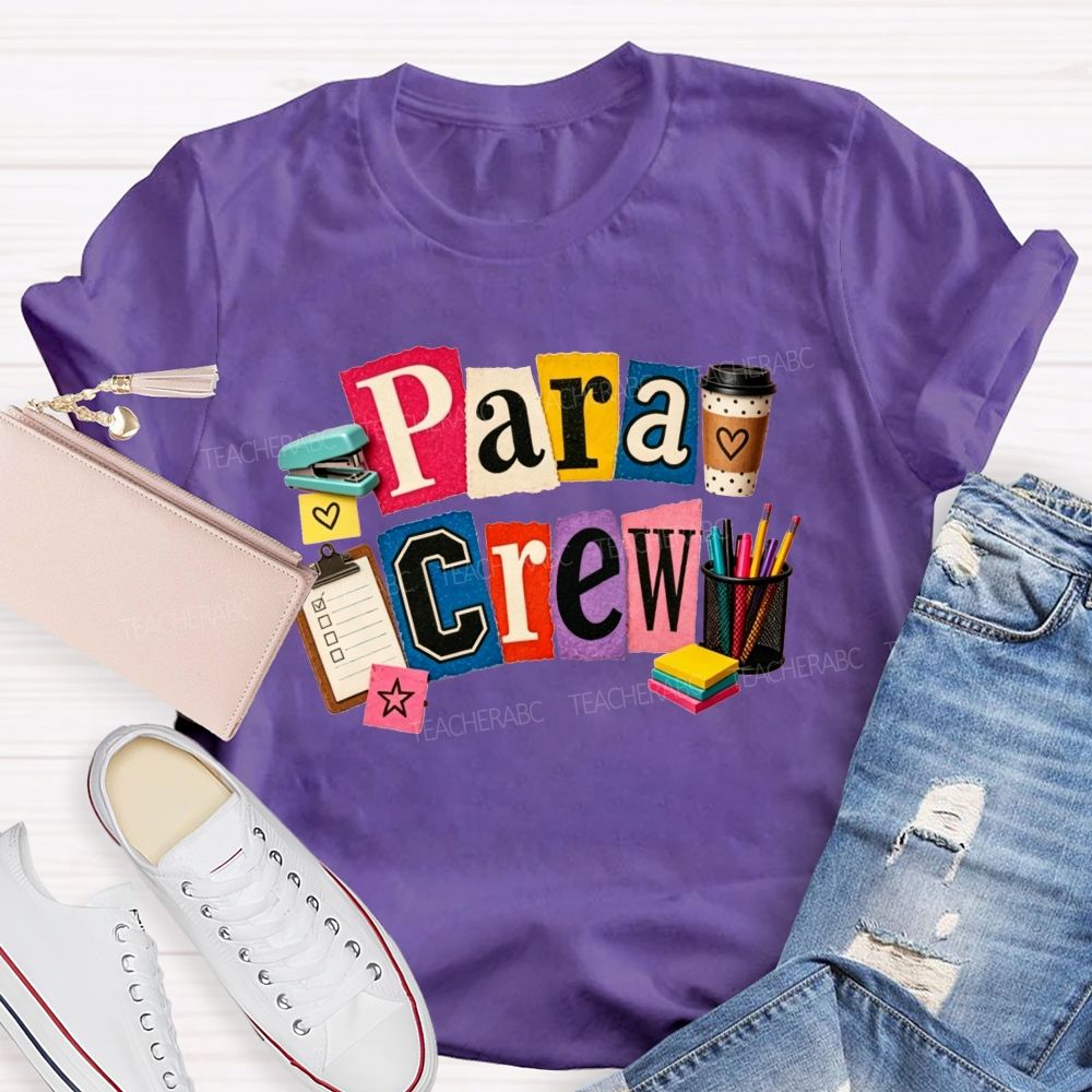 Para Crew Coffee Pen Stapler Teacher T-shirt