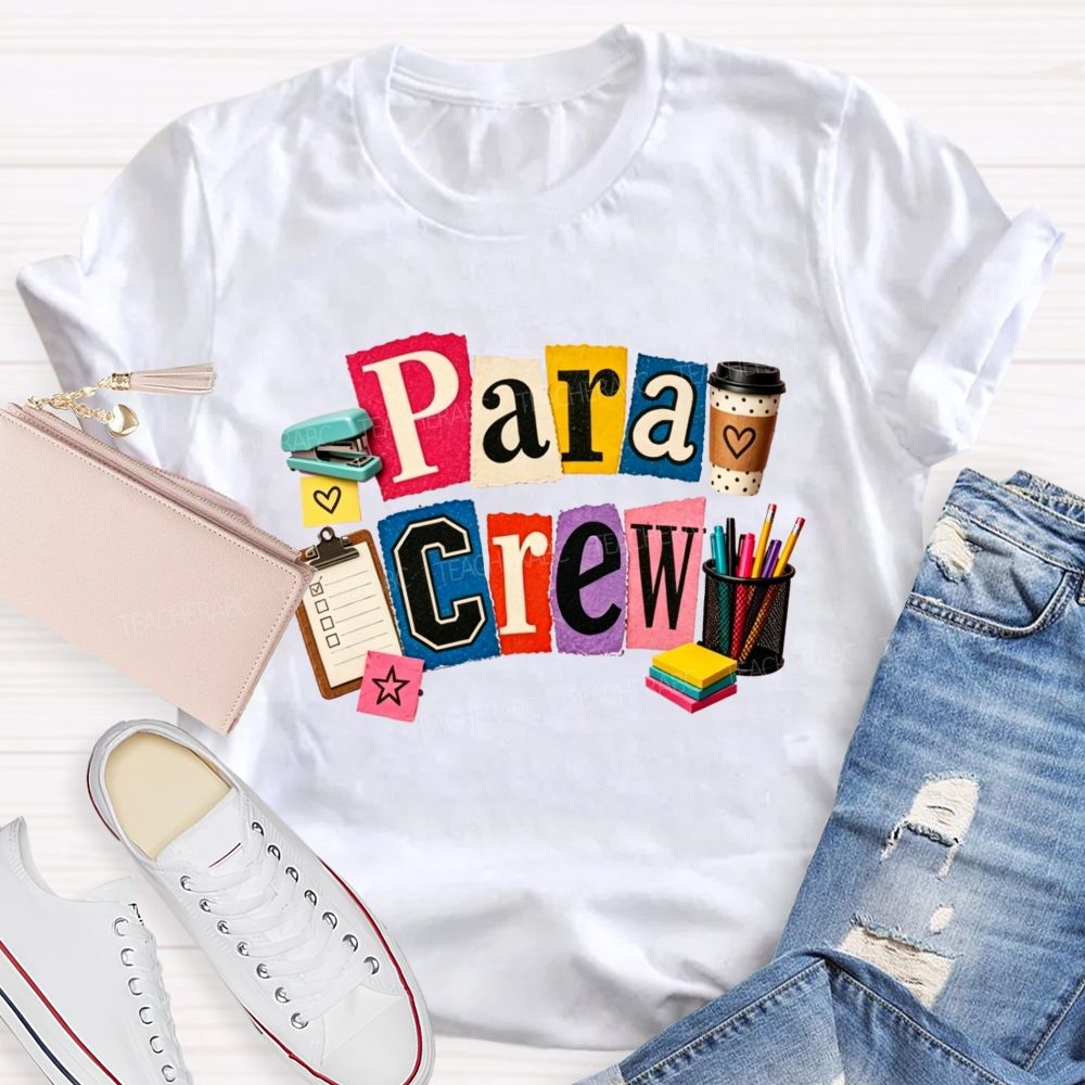 Para Crew Coffee Pen Stapler Teacher T-shirt