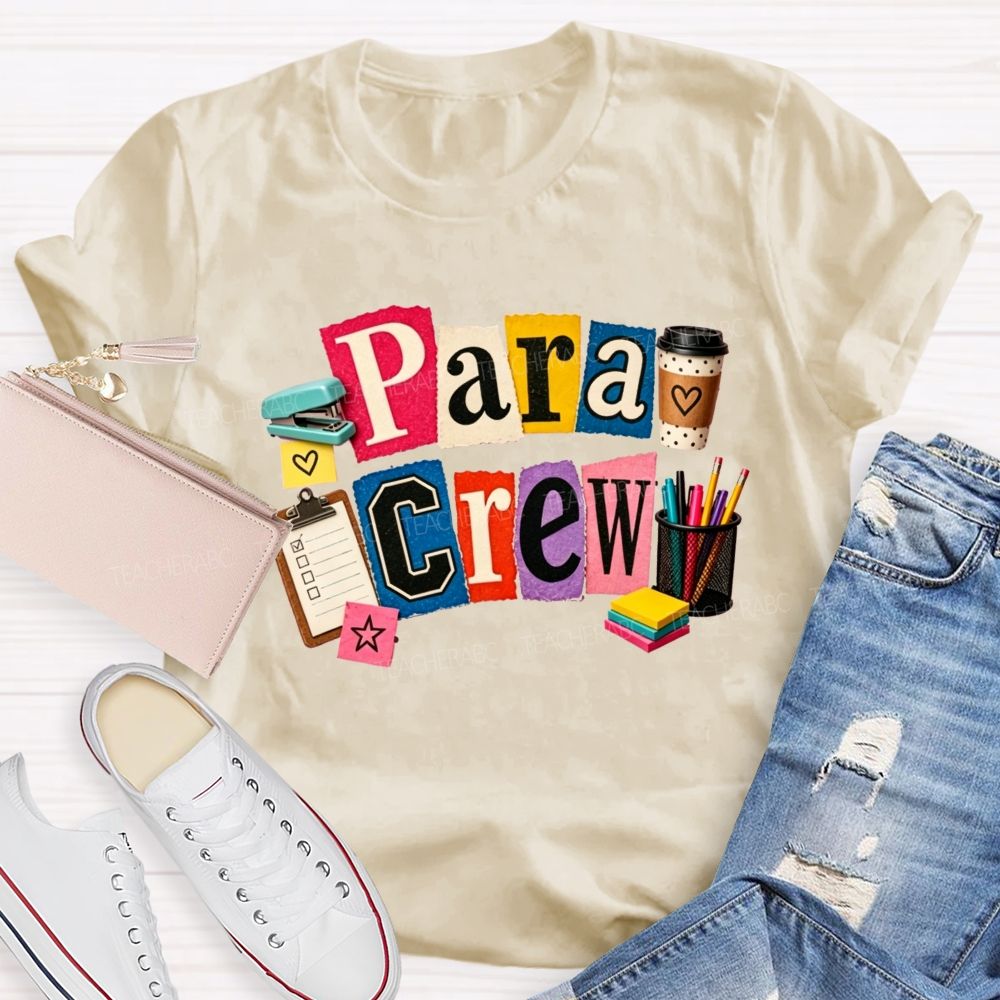 Para Crew Coffee Pen Stapler Teacher T-shirt