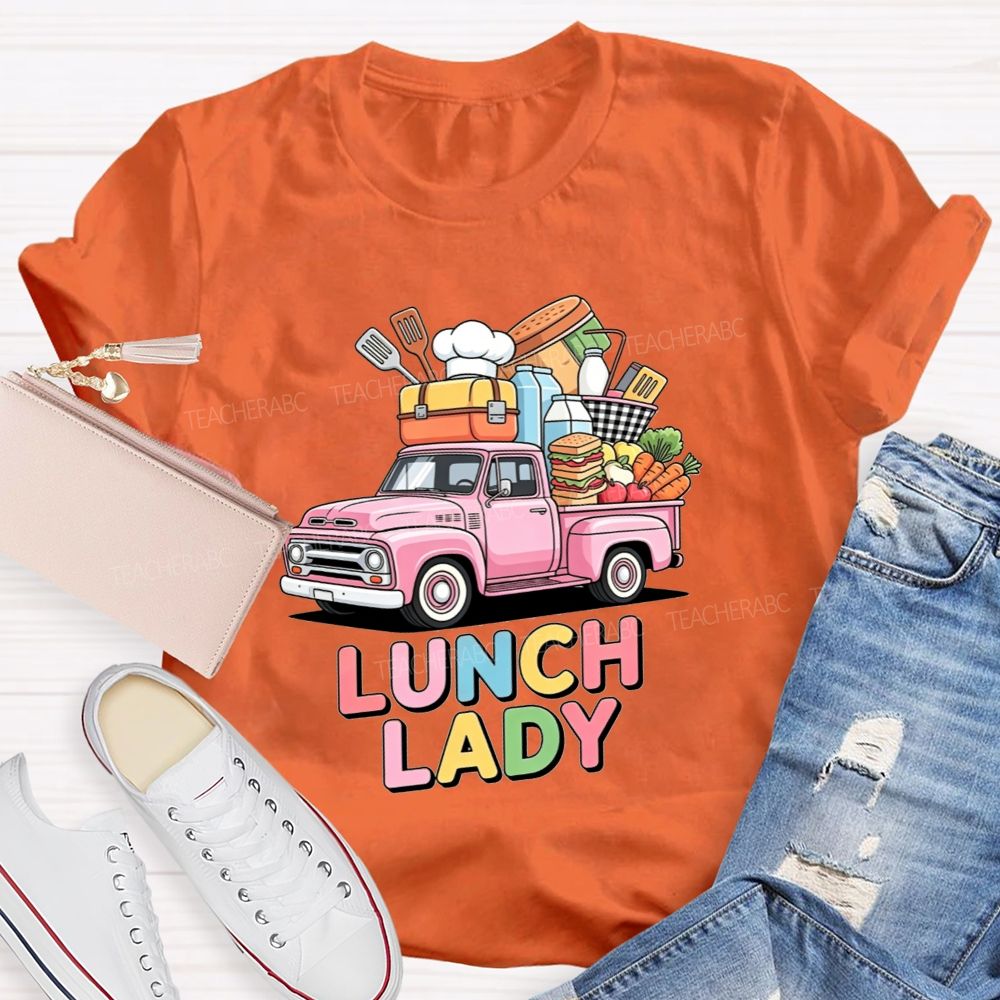 Lunch Lady Rainbow Bubble Letter T-shirt