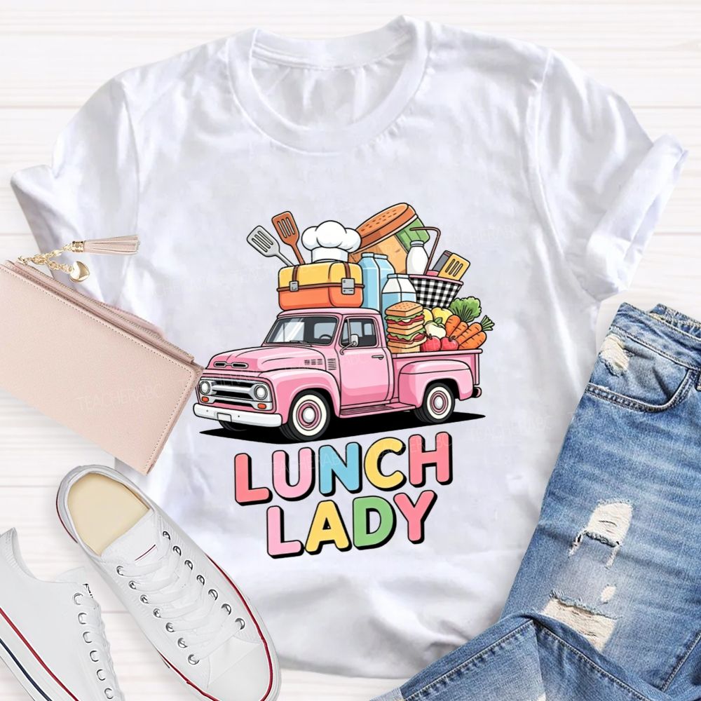 Lunch Lady Rainbow Bubble Letter T-shirt