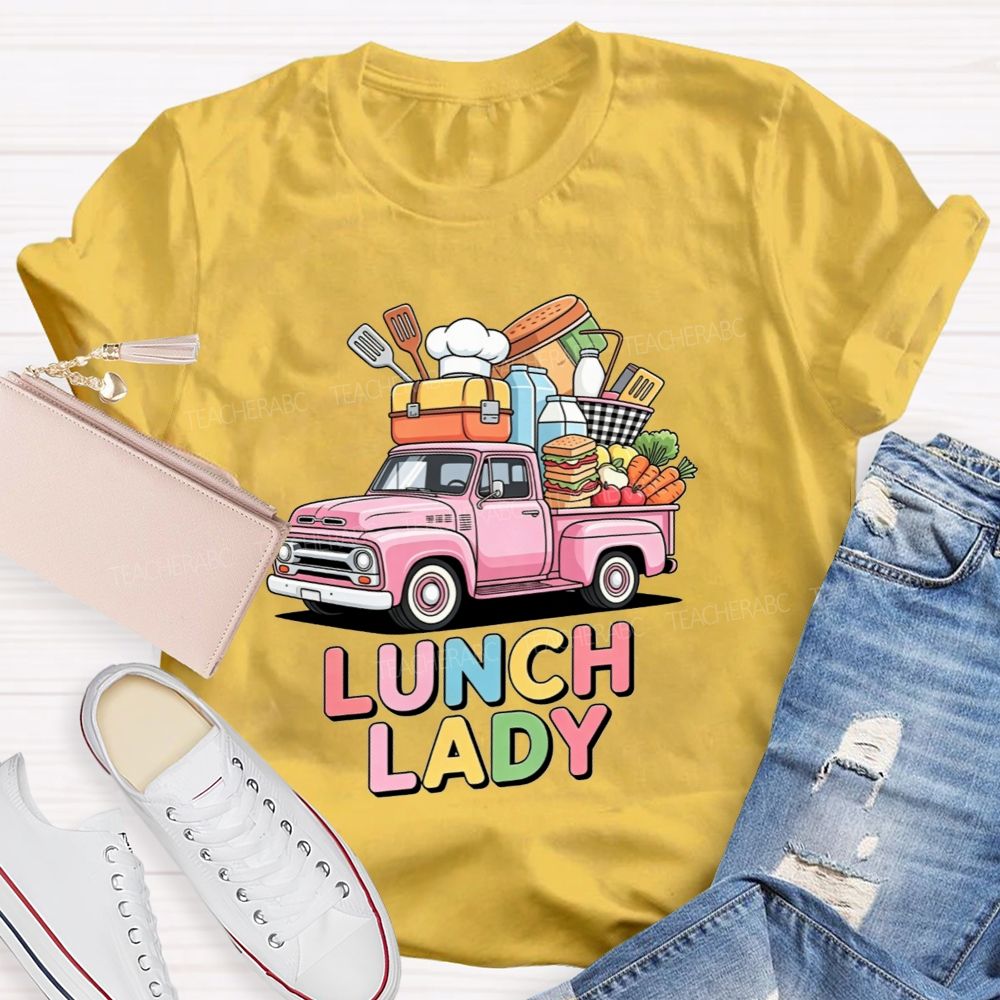 Lunch Lady Rainbow Bubble Letter T-shirt