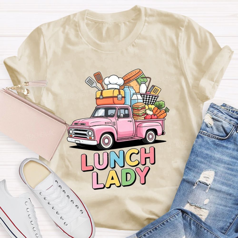 Lunch Lady Rainbow Bubble Letter T-shirt
