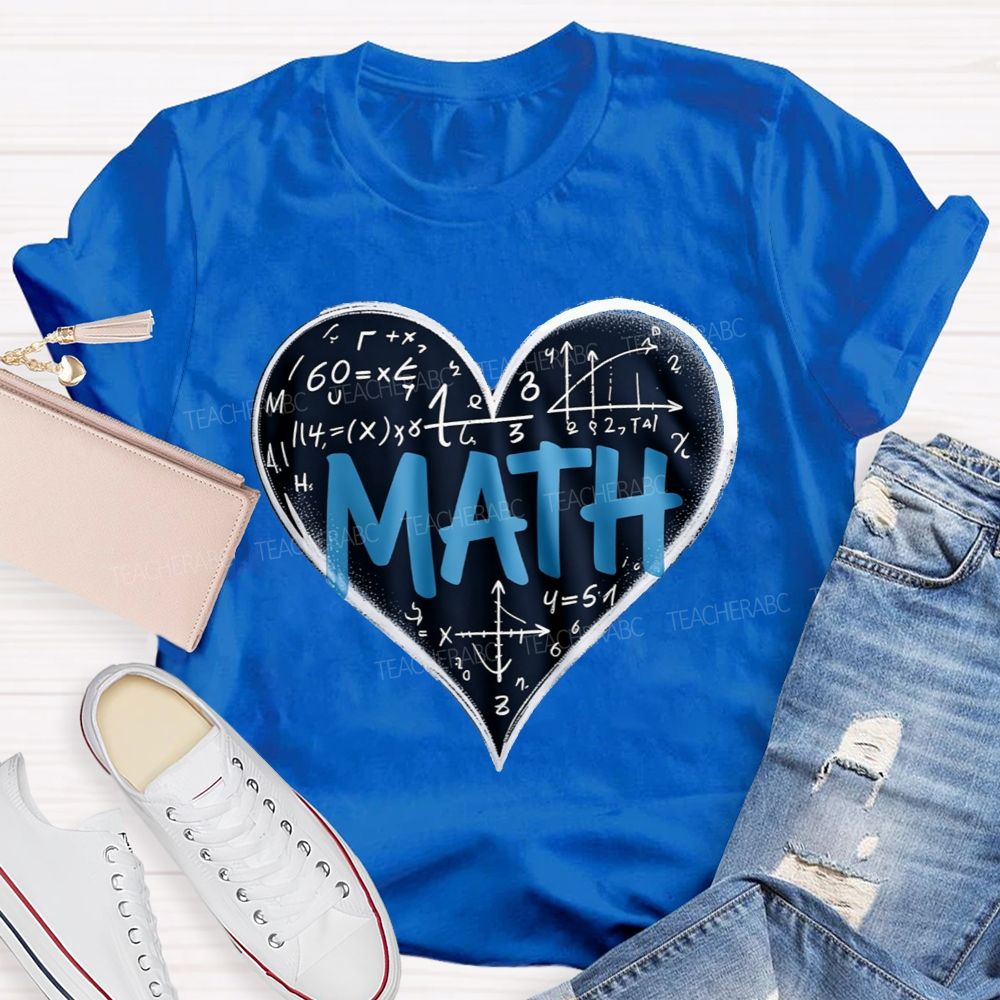 Love Math Heart Graphic Teacher T-shirt