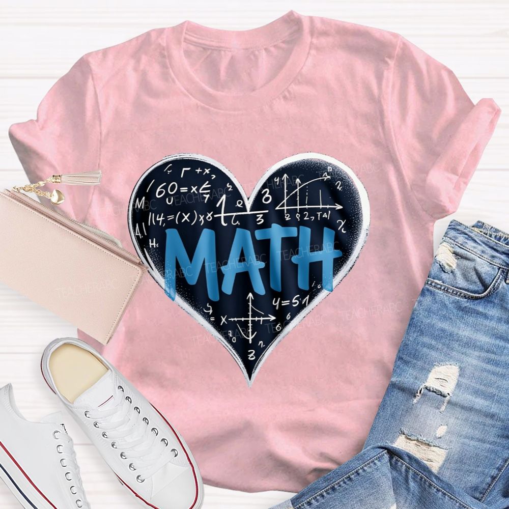 Love Math Heart Graphic Teacher T-shirt
