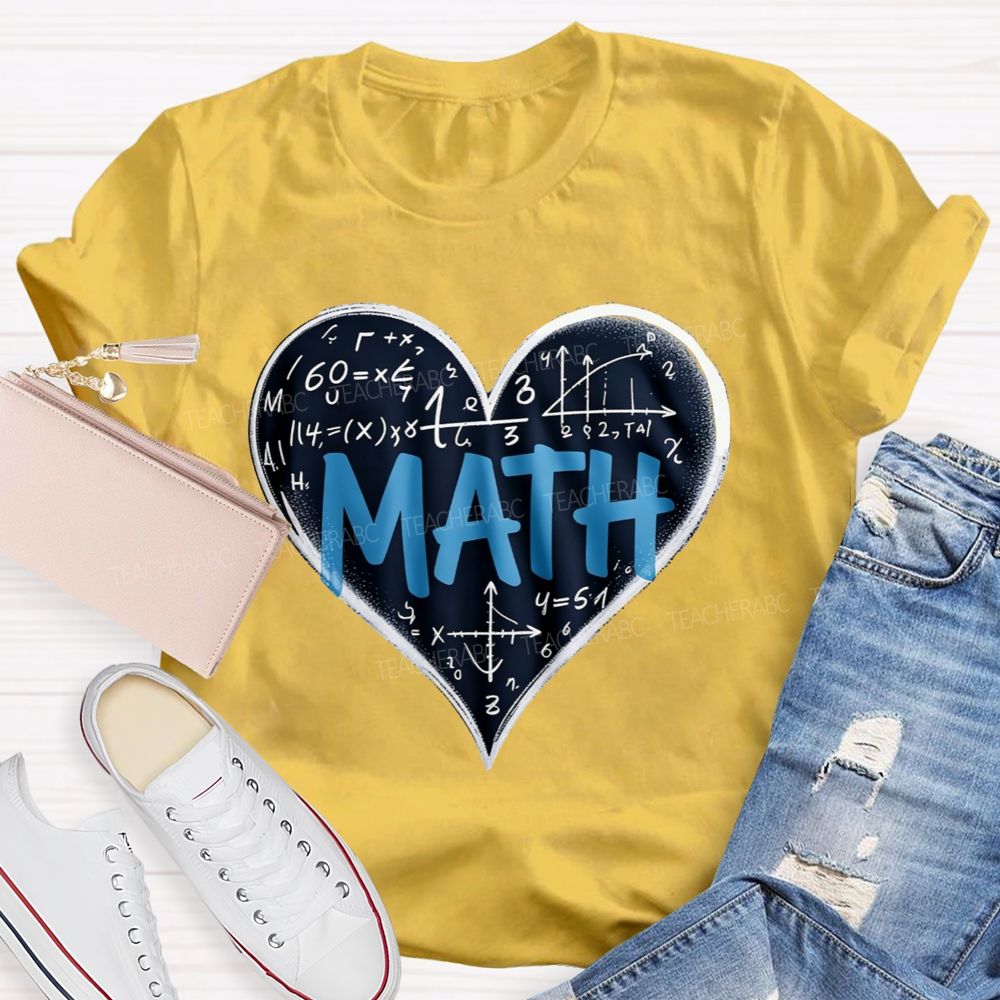 Love Math Heart Graphic Teacher T-shirt