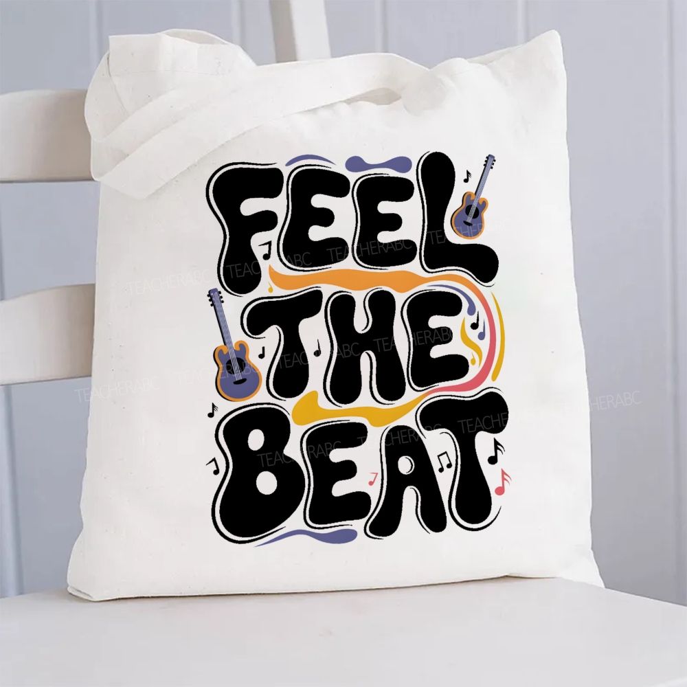 Feel The Beat Music Canvas Tote Bag