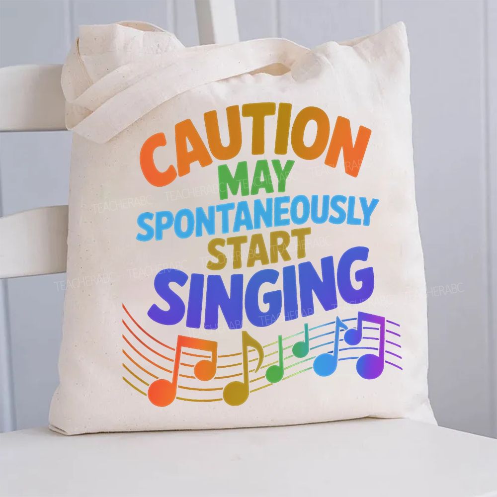 Caution May Spontaneously Start Singing Canvas Tote Bag