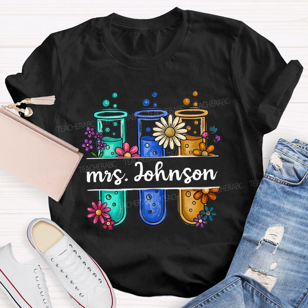 Personalized name Boiling Reagent Bottle Science Teacher T-shirt