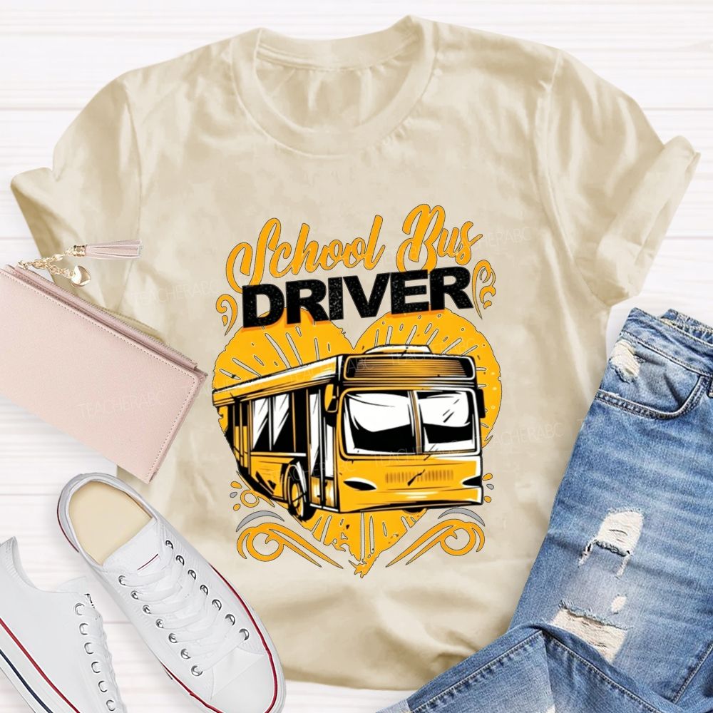 Heart School Bus Driver And Bus Driver Gift T-shirt