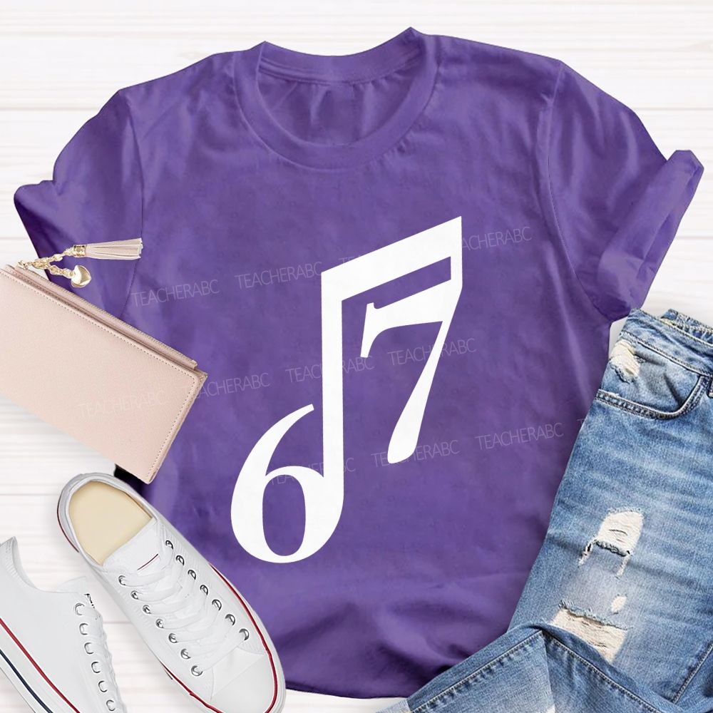 Six Seven Musical Note Minimalist Music Teacher T-shirt