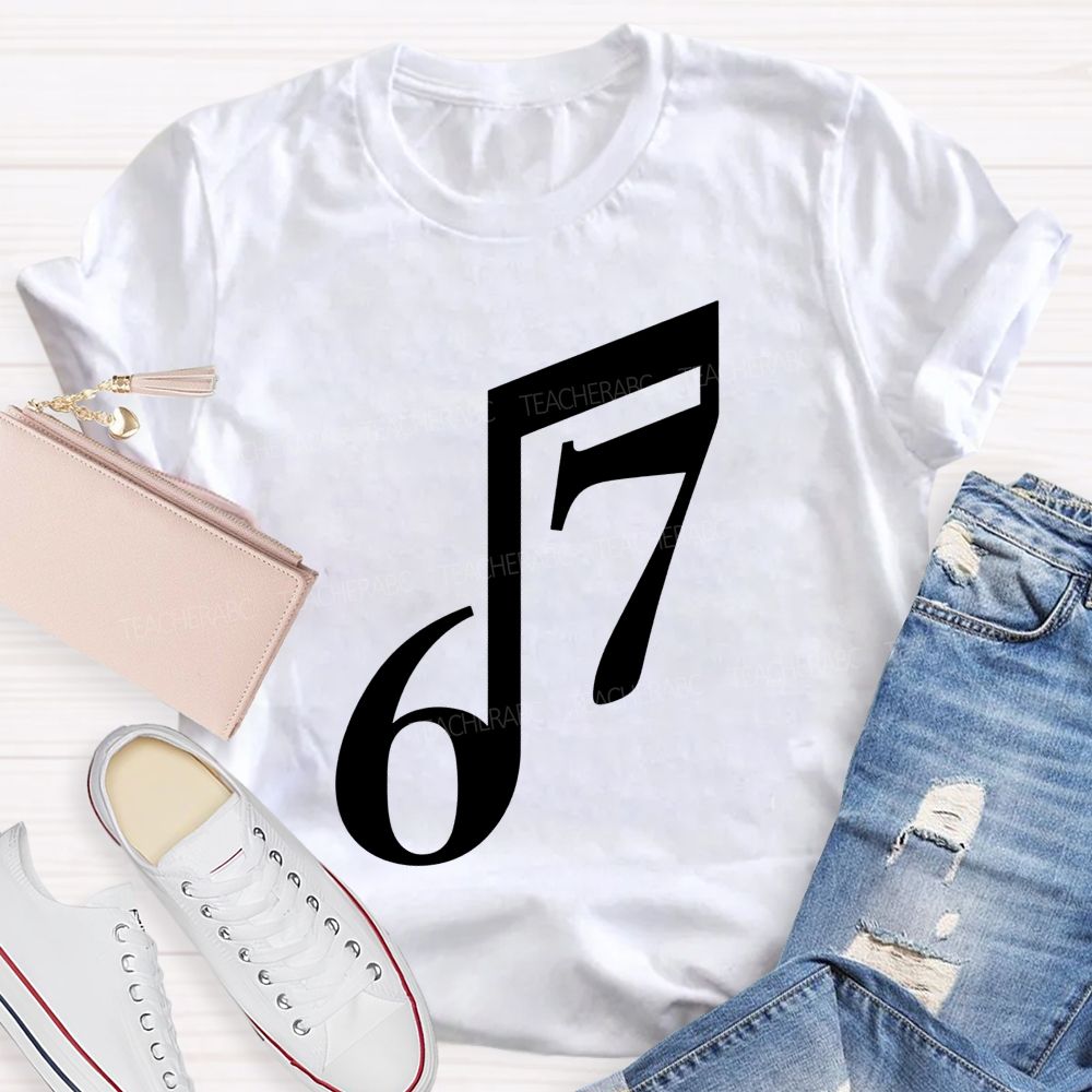 Six Seven Musical Note Minimalist Music Teacher T-shirt