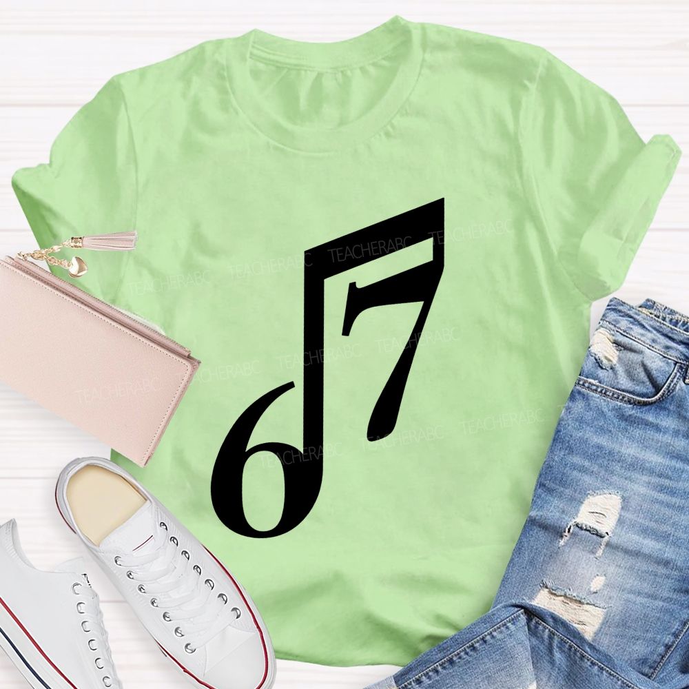 Six Seven Musical Note Minimalist Music Teacher T-shirt