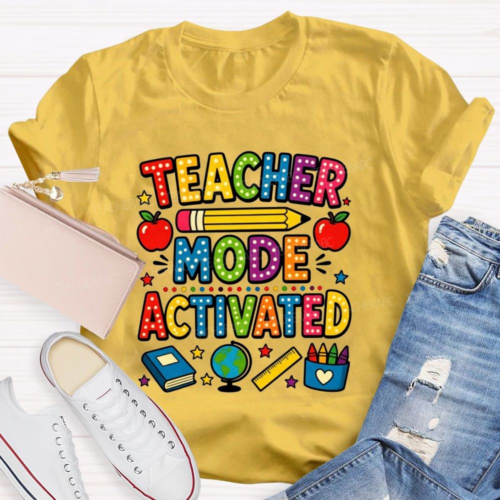 Teacher Mode Activated Polka Dot School Supplies Teacher T-shirt