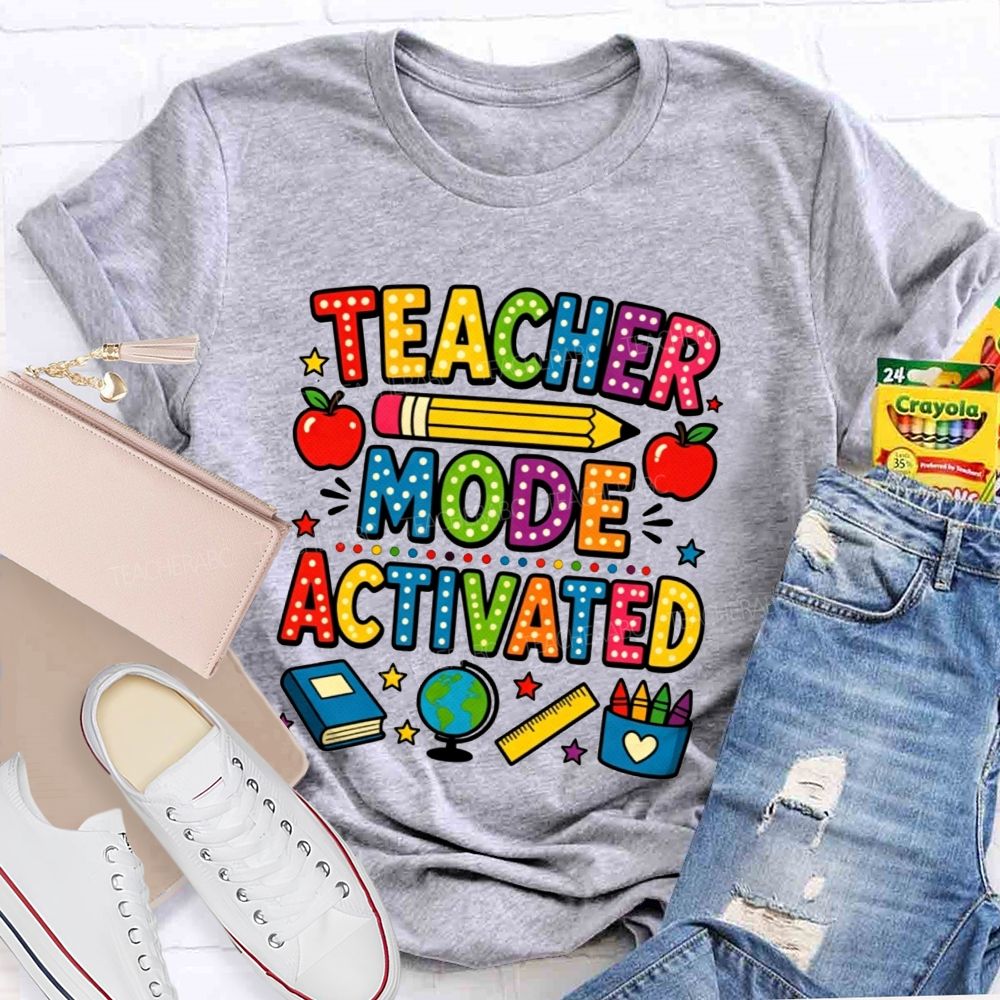 Teacher Mode Activated Polka Dot School Supplies Teacher T-shirt