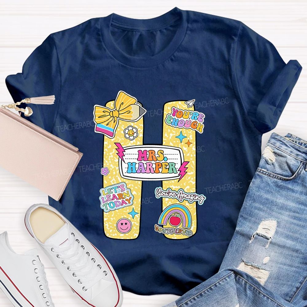 Personalized Name You'Re Enough Let'S Learn Today Teacher T-Shirt