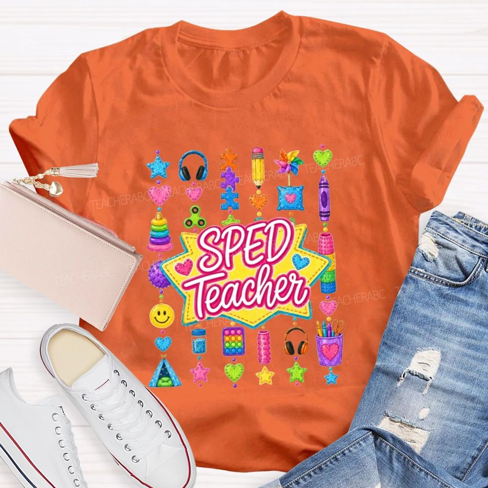 Sped Teacher Sensory Kids Doodle Star Teacher T-shirt