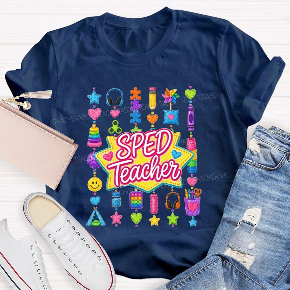 Sped Teacher Sensory Kids Doodle Star Teacher T-shirt