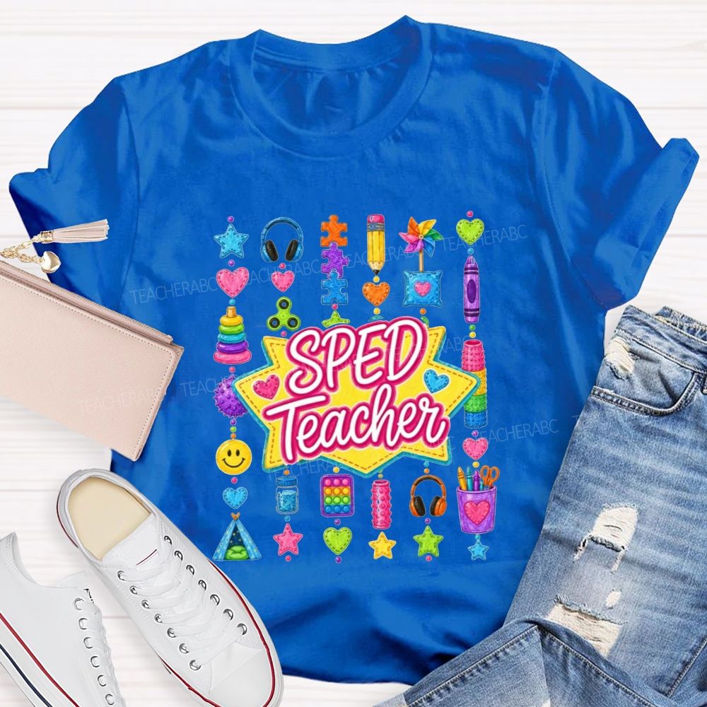 Sped Teacher Sensory Kids Doodle Star Teacher T-shirt