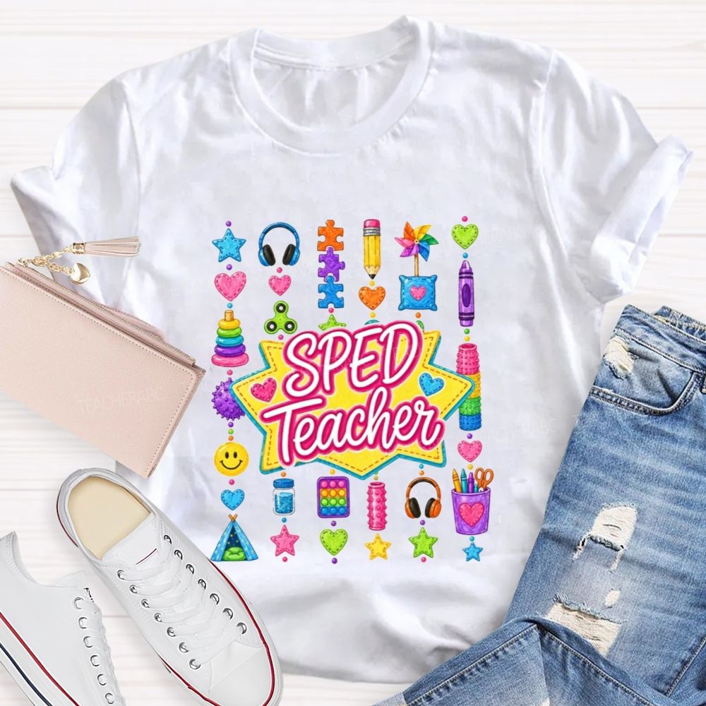 Sped Teacher Sensory Kids Doodle Star Teacher T-shirt