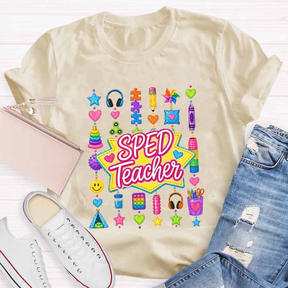 Sped Teacher Sensory Kids Doodle Star Teacher T-shirt