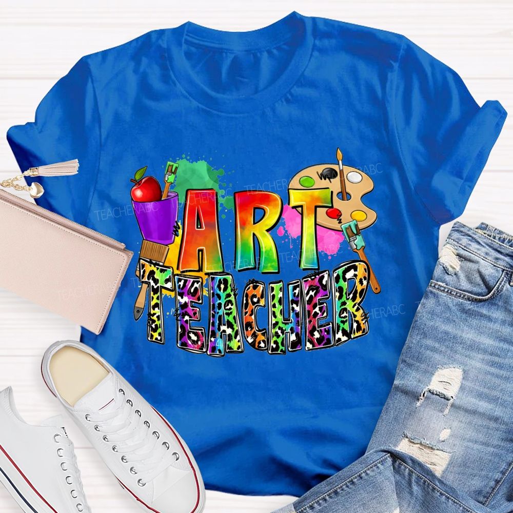 Rainbow Leopard Paint And Create Art Teacher T-shirt