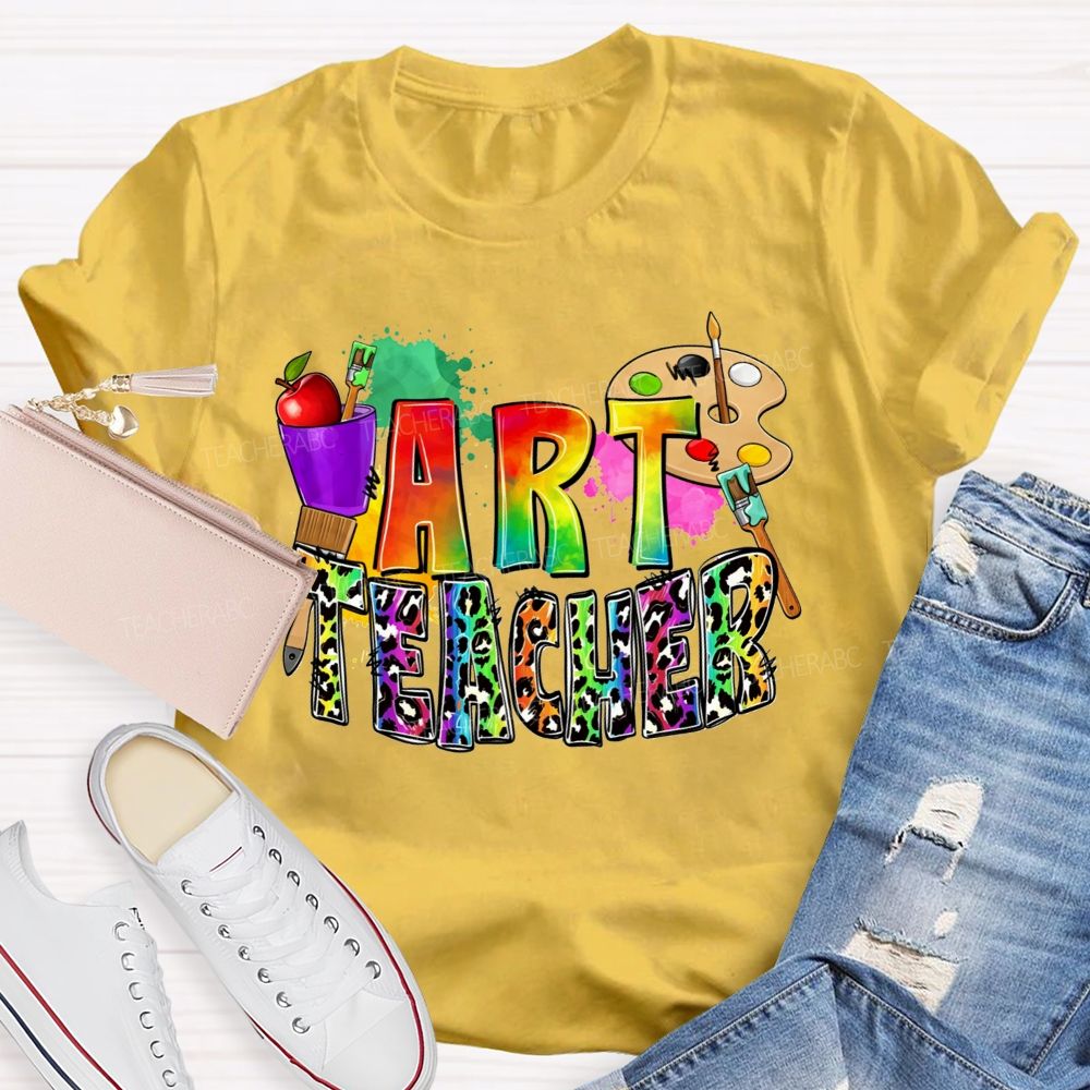 Rainbow Leopard Paint And Create Art Teacher T-shirt