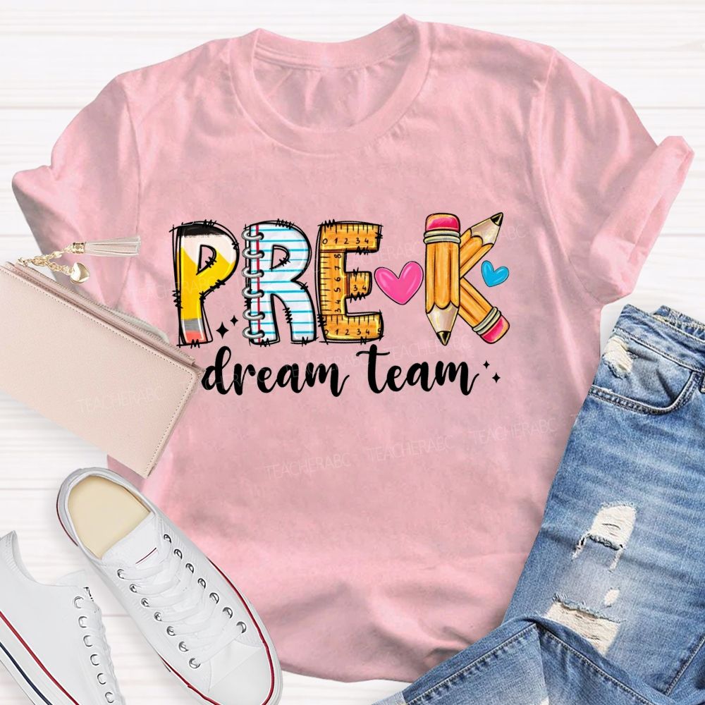 Personalized Grade Pre-K Dream Team Let'S Play And Learn Teacher T-shirt