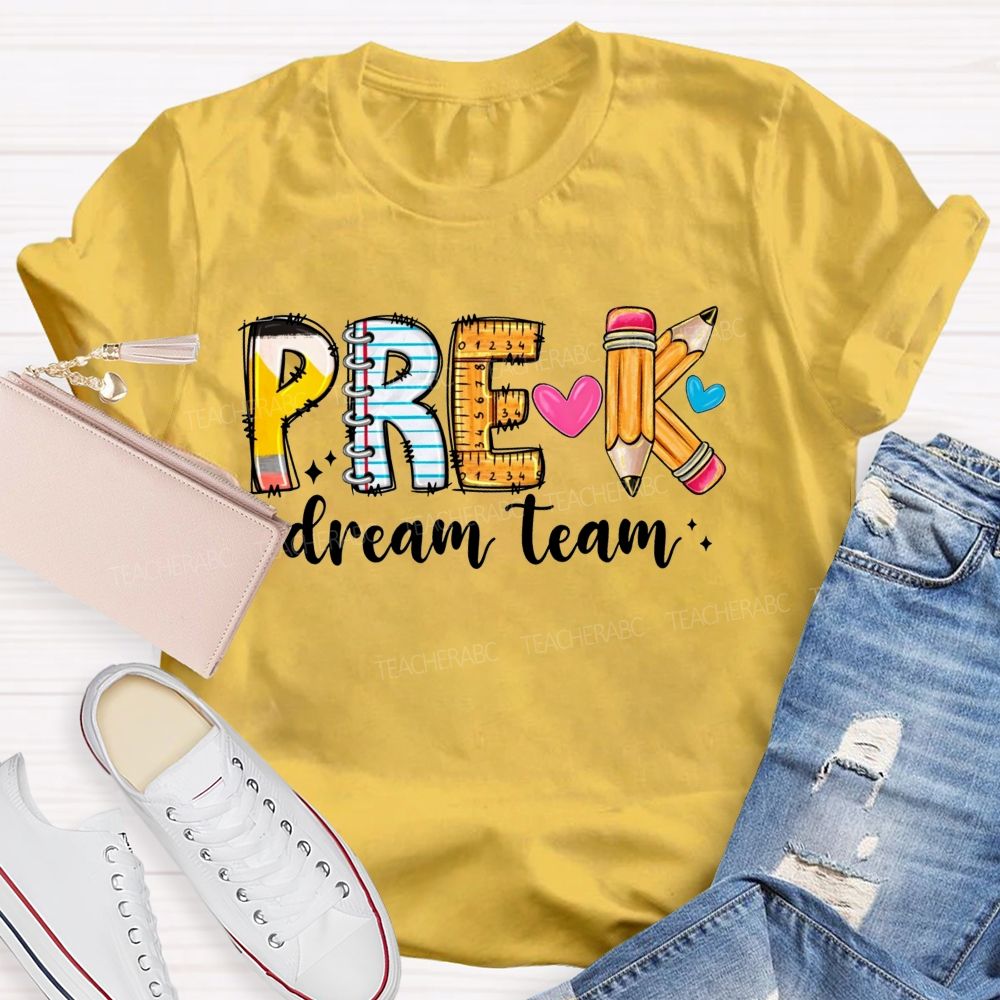 Personalized Grade Pre-K Dream Team Let'S Play And Learn Teacher T-shirt