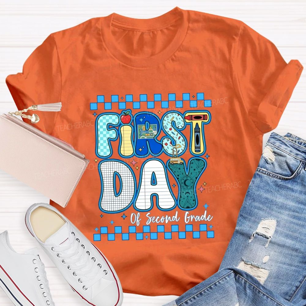 Personalized Grade First Day Of Second Grade Teacher T-shirt