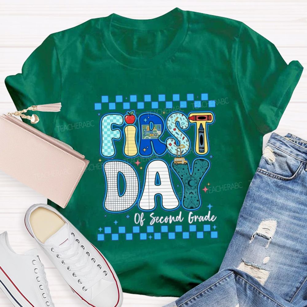 Personalized Grade First Day Of Second Grade Teacher T-shirt