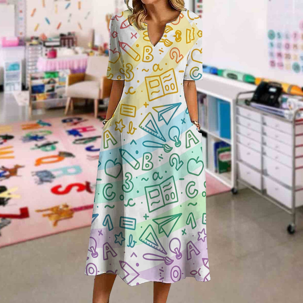 Colorful Number Printed Dress
