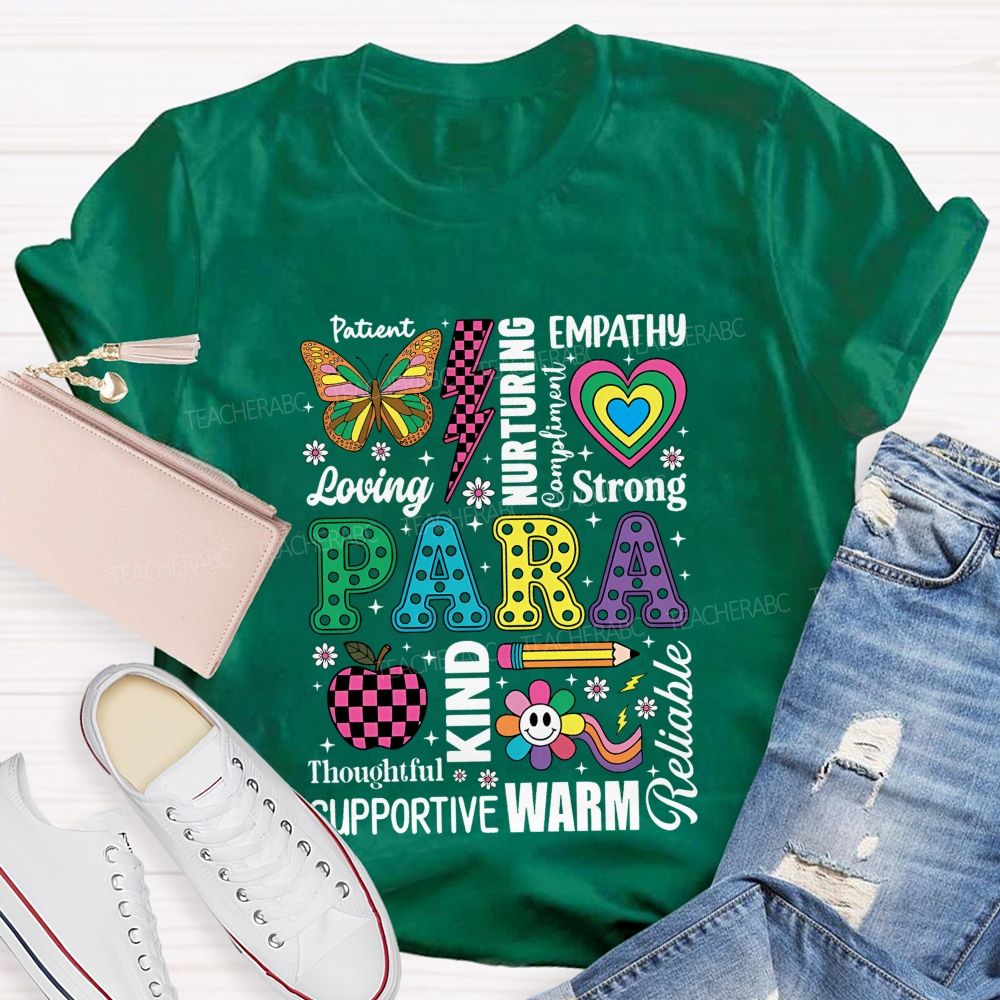 Patient Empathy Loving Strong Para Colorful Heart Teacher T-Shirt