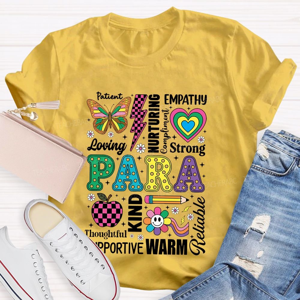 Patient Empathy Loving Strong Para Colorful Heart Teacher T-Shirt