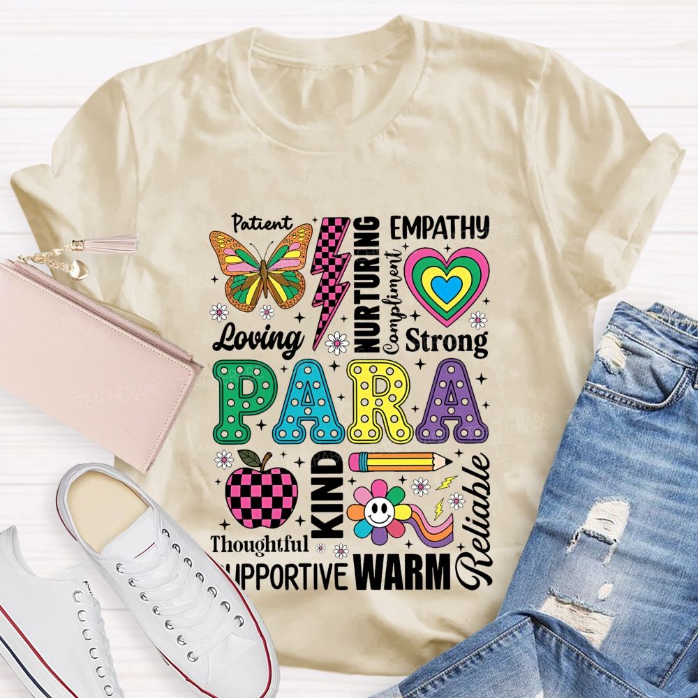 Patient Empathy Loving Strong Para Colorful Heart Teacher T-Shirt