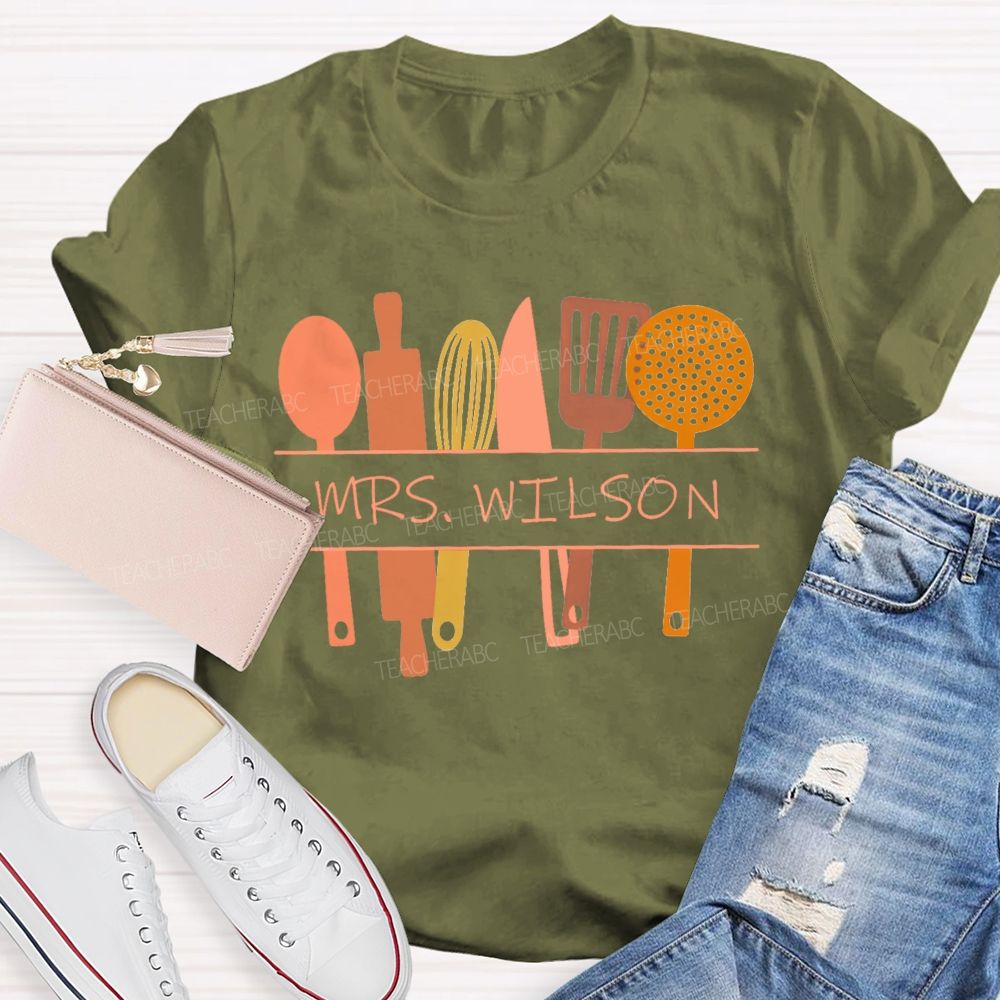 Personalized Name Cafeteria Crew Tableware T-shirt