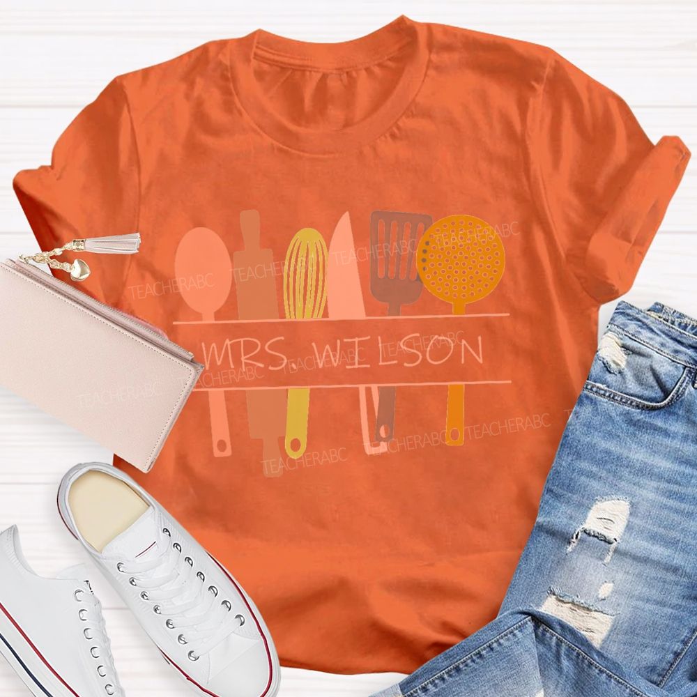 Personalized Name Cafeteria Crew Tableware T-shirt