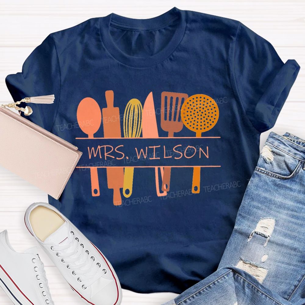 Personalized Name Cafeteria Crew Tableware T-shirt