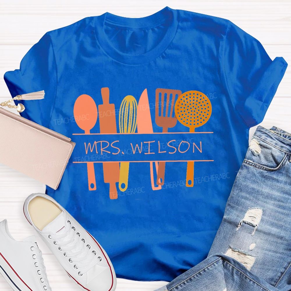 Personalized Name Cafeteria Crew Tableware T-shirt