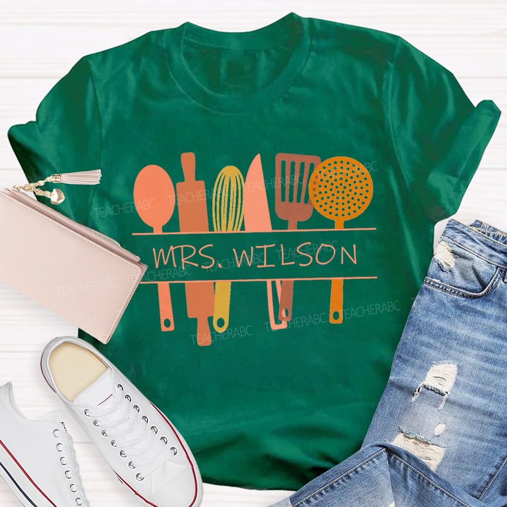 Personalized Name Cafeteria Crew Tableware T-shirt
