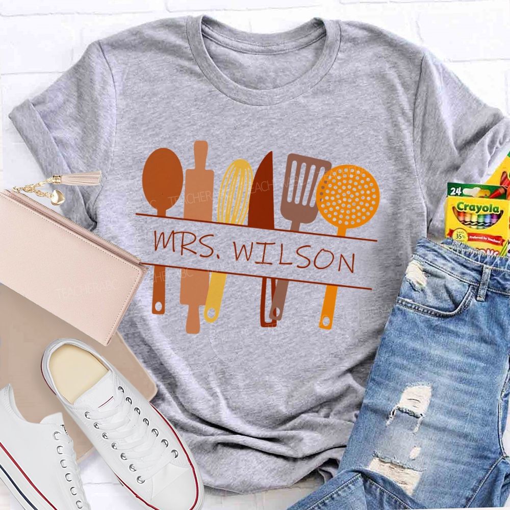 Personalized Name Cafeteria Crew Tableware T-shirt