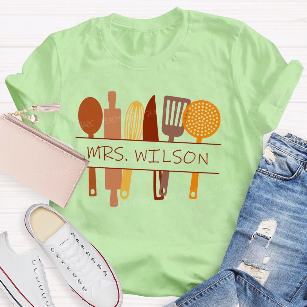 Personalized Name Cafeteria Crew Tableware T-shirt