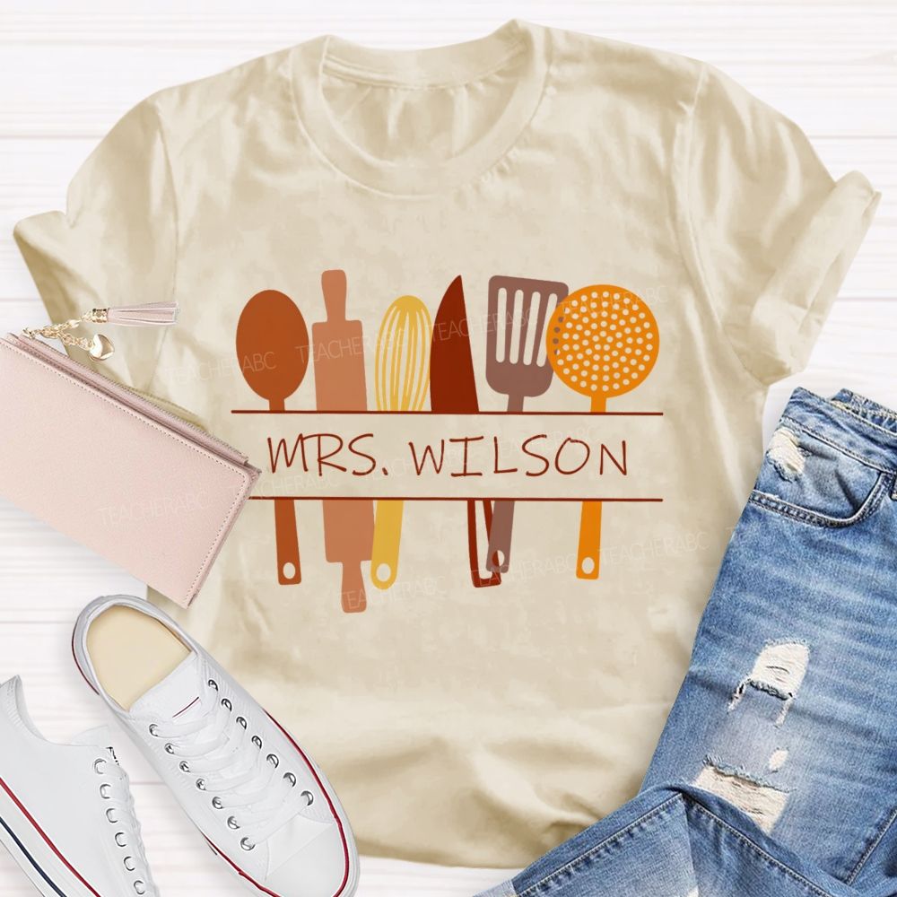 Personalized Name Cafeteria Crew Tableware T-shirt