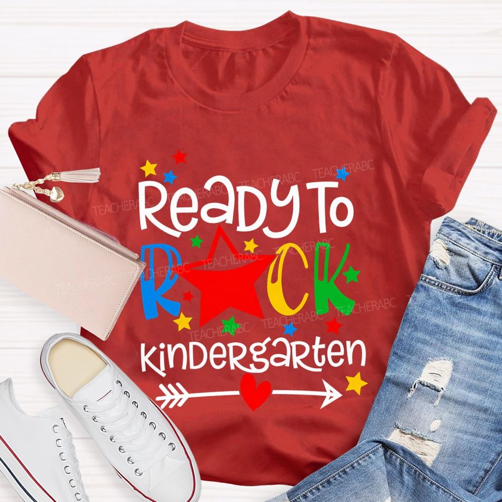Personalized Grade Ready To Rock Kindergarten Little Star Teacher T-shirt