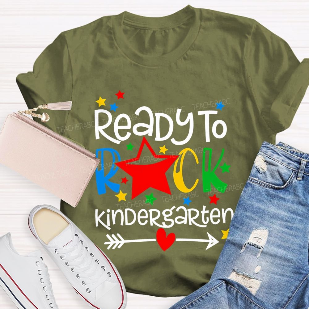 Personalized Grade Ready To Rock Kindergarten Little Star Teacher T-shirt