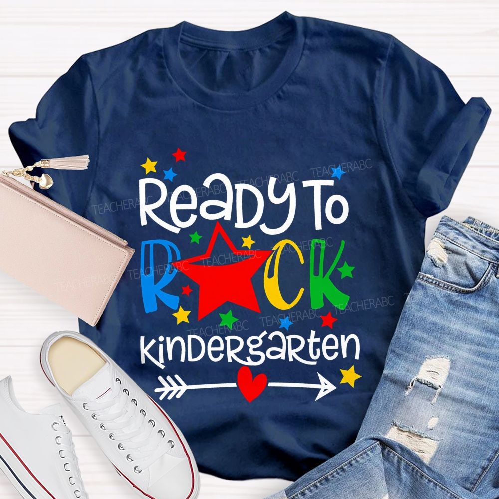 Personalized Grade Ready To Rock Kindergarten Little Star Teacher T-shirt
