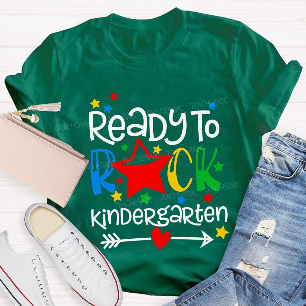 Personalized Grade Ready To Rock Kindergarten Little Star Teacher T-shirt
