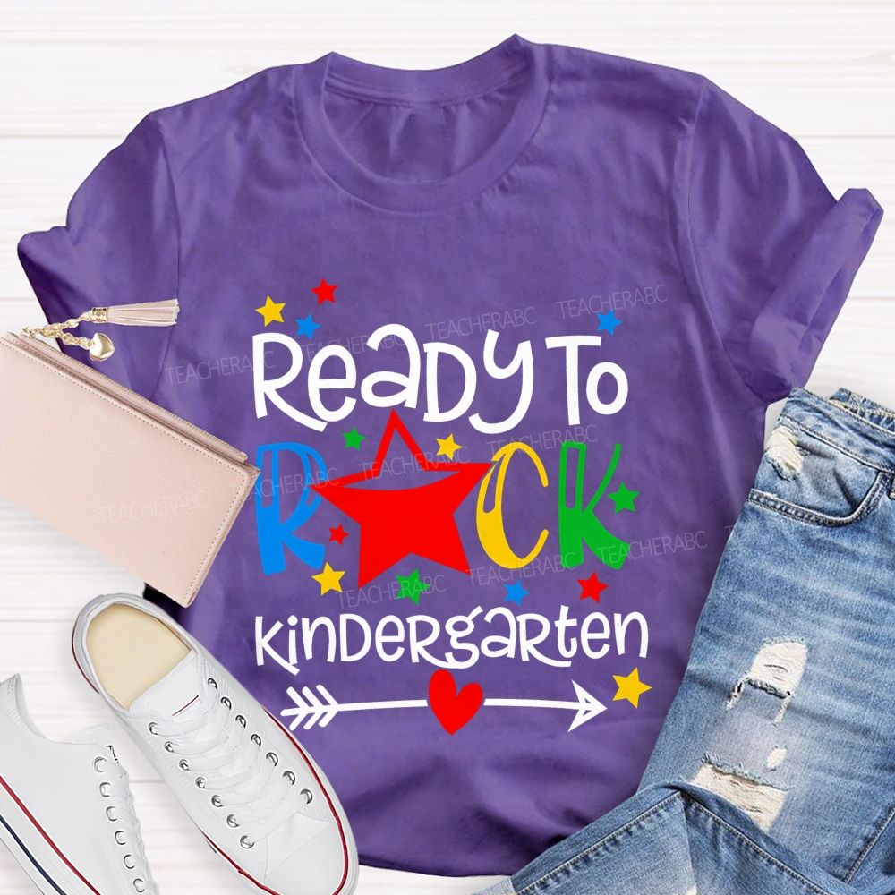 Personalized Grade Ready To Rock Kindergarten Little Star Teacher T-shirt